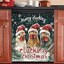 Christmas Rooster Kitchen Magnet Cover for Dishwasher