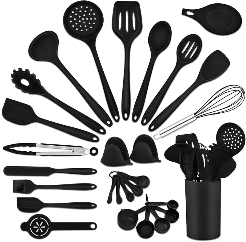 28-Piece Silicone Kitchen Utensil Set with Holder