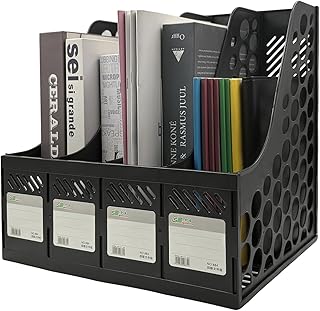 Plastic magazine file holder with four compartments
