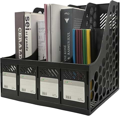 Plastic magazine file holder with four compartments