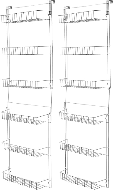 Over-the-Door 6-Tier Adjustable Pantry Shelves, White, Pack of 2