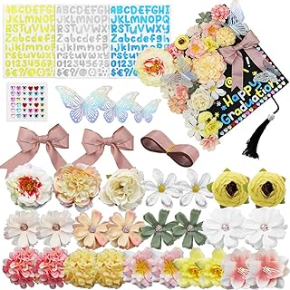 Graduation Cap Decorations Kit with Flowers, Butterflies, Rhinestones, and Letters