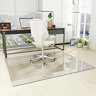 46x55 inch tempered glass chair mat for hard floors