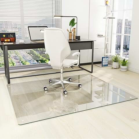46x55 inch tempered glass chair mat for hard floors