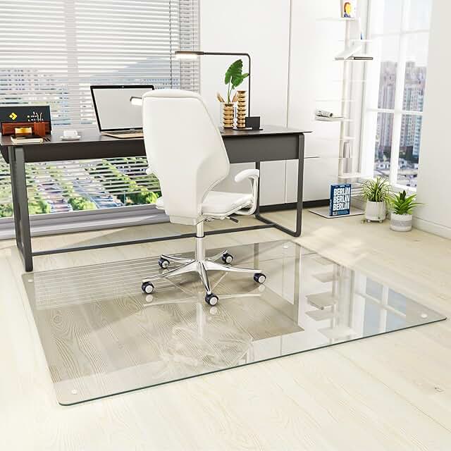 46x55 inch tempered glass chair mat for hard floors