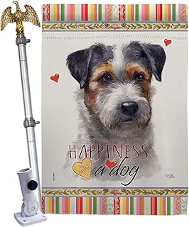 Black Jack Russell Dog House Flag for Garden or Yard