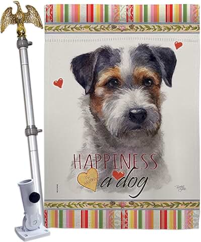 Black Jack Russell Dog House Flag for Garden or Yard