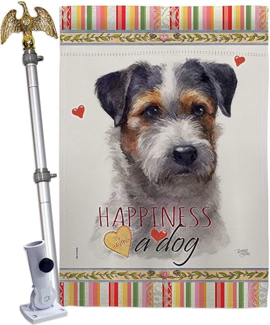 Black Jack Russell Dog House Flag for Garden or Yard
