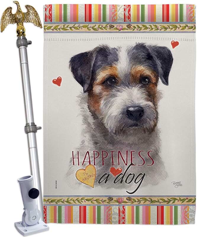 Black Jack Russell Dog House Flag for Garden or Yard