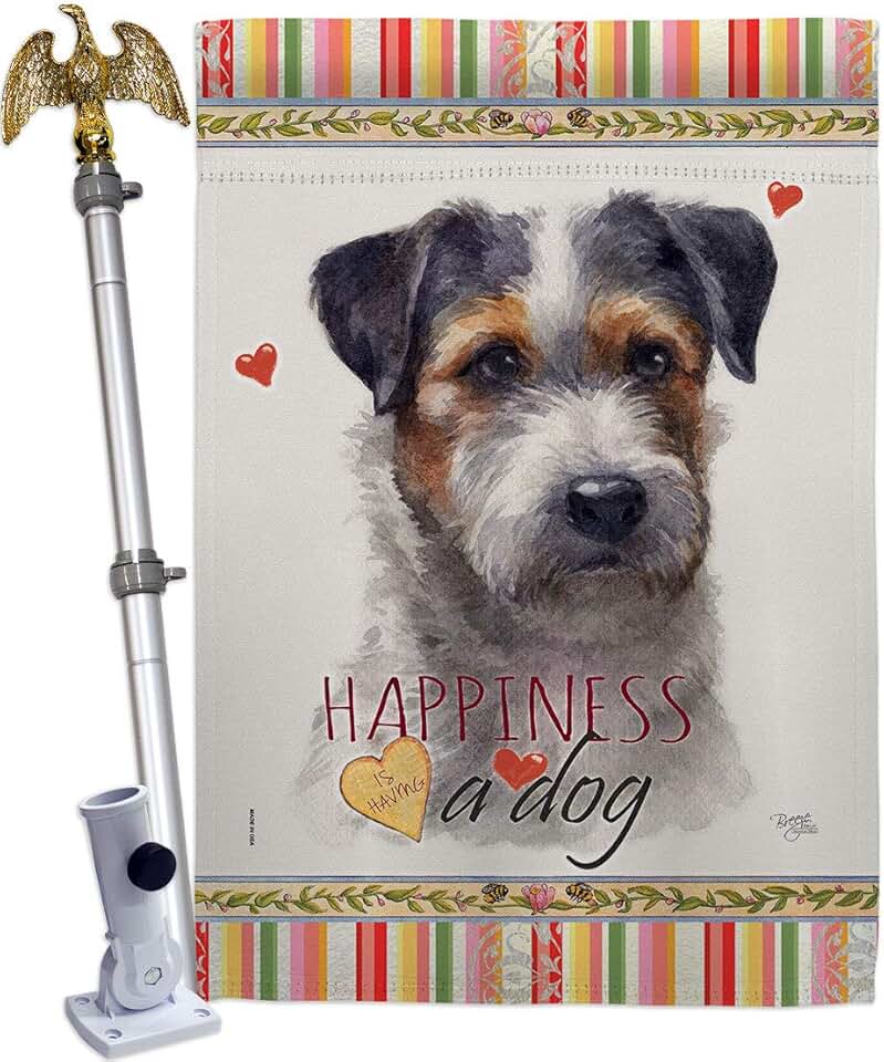 Black Jack Russell Dog House Flag for Garden or Yard