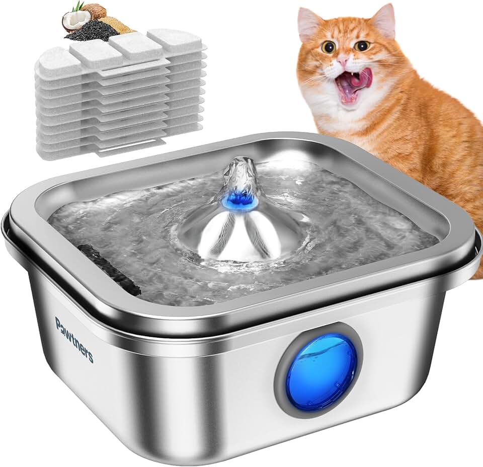 Stainless Steel Cat and Dog Water Fountain with Filters