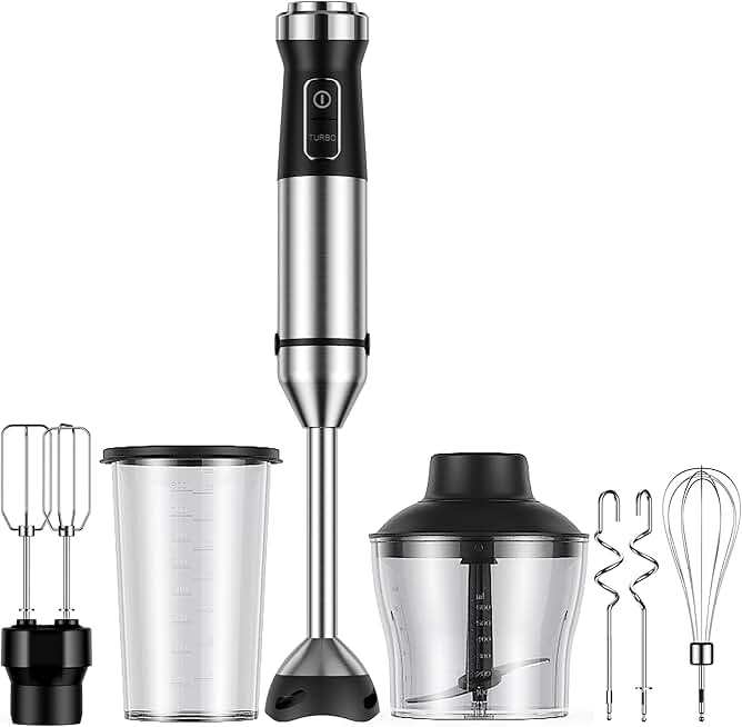 6-in-1 1000W Hand Blender with 20 Speeds and Accessories