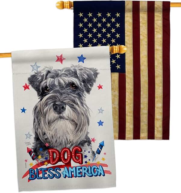 Patriotic Miniature Schnauzer Dog House Flag