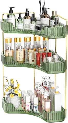3-Tier Corner Bathroom Counter Organizer in Green