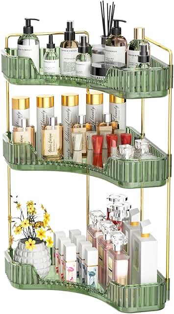 3-Tier Corner Bathroom Counter Organizer in Green