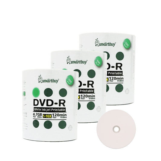 300 Pack DVD-R 4.7GB 16x White Printable Inkjet Discs