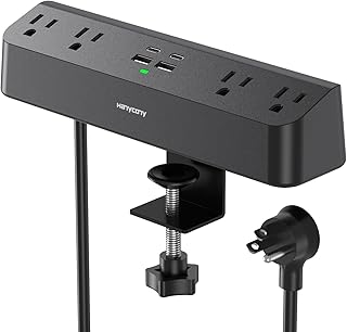 Desk Clamp Power Strip with USB-C and Surge Protector