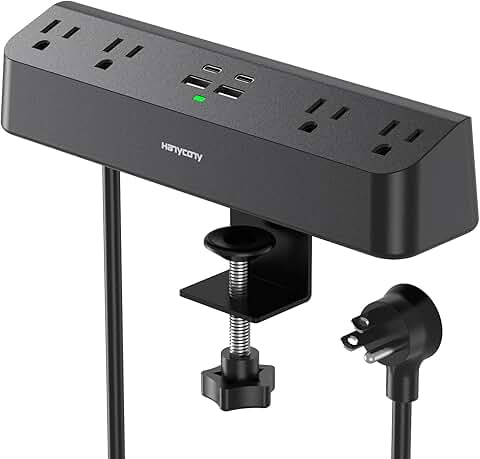 Desk Clamp Power Strip with USB-C and Surge Protector