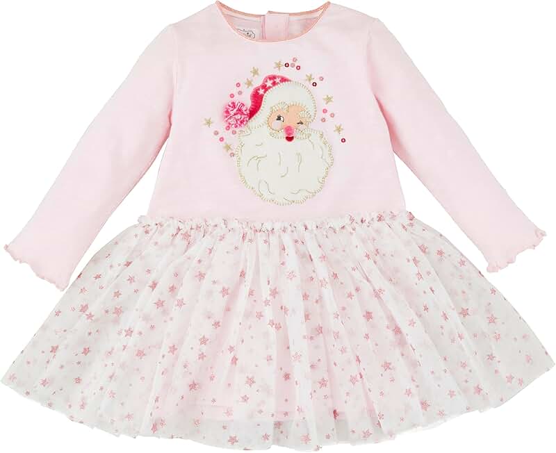 Pink Santa Mesh Dress for Baby Girls