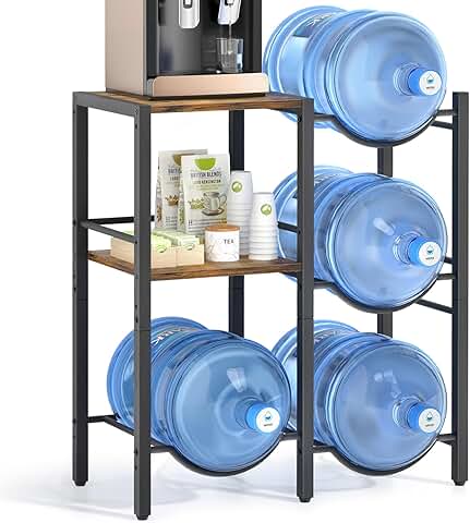 5 Gallon Water Jug Holder with Wood Shelves