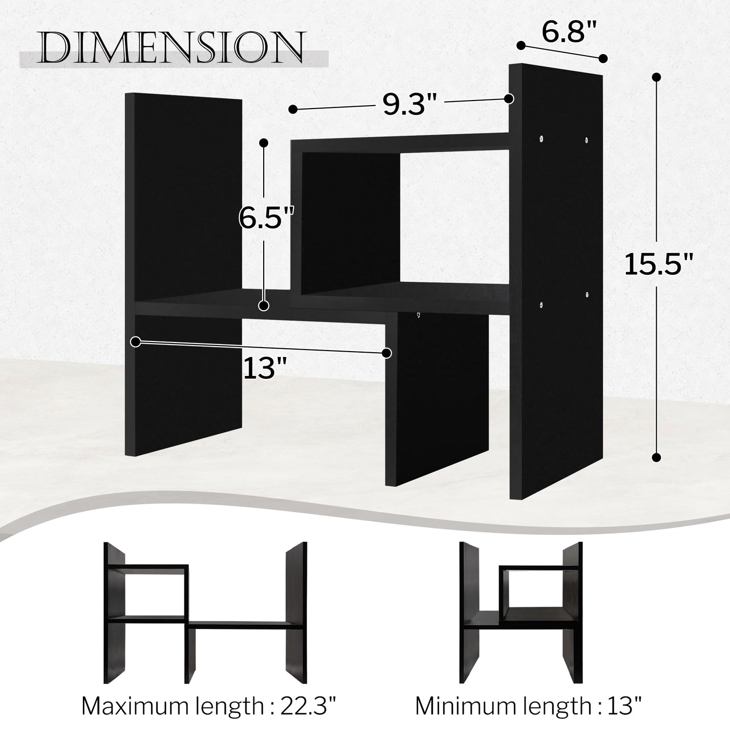 Adjustable Wooden Desktop Organizer and Display Shelf