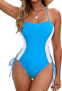 Women's Color Block One Piece Swimsuit with Tummy Control