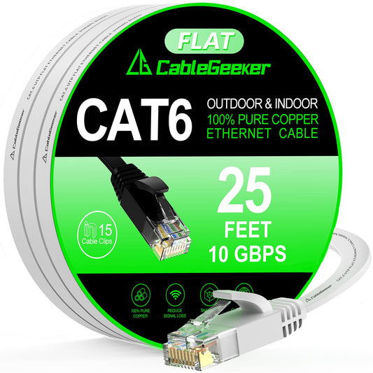 25 ft Cat 6 Ethernet Cable for Indoor and Outdoor Use