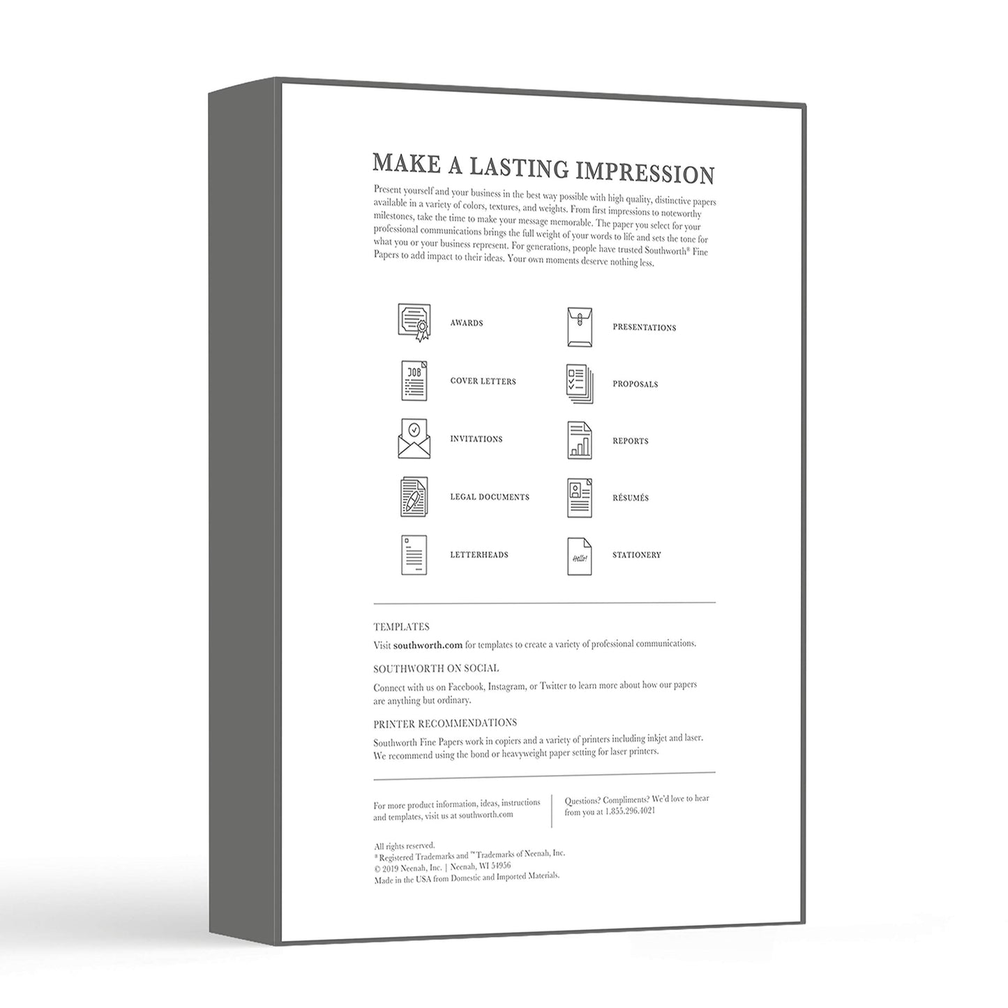 White 25% Cotton Business Paper, 8.5 x 11, 500 sheets