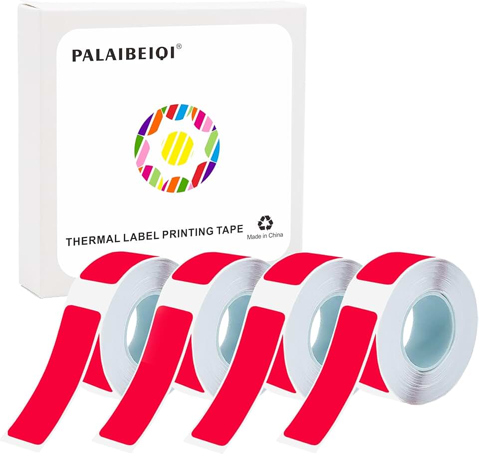 Colored Thermal Label Tape, 14x40mm, Red, 4 Rolls