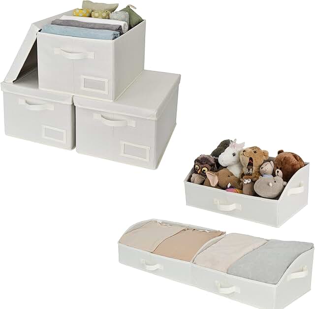 Set of 6 Trapezoid Closet Storage Bins with Lids