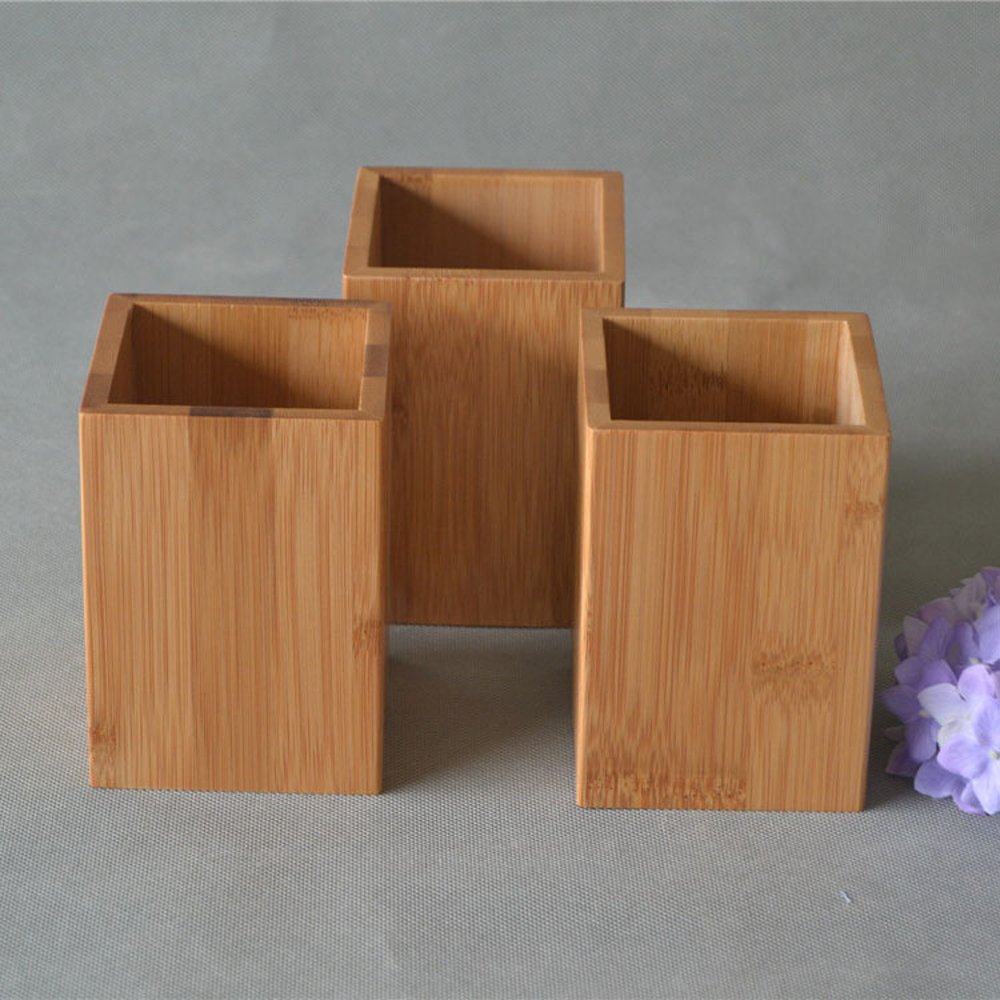 Bamboo Wood Desk Pen and Pencil Holder Organizer