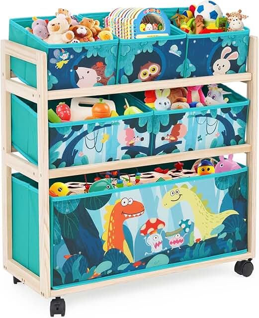 Kids' Rolling Toy Storage Cart with Large Capacity