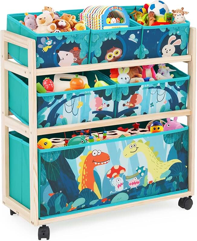 Kids' Rolling Toy Storage Cart with Large Capacity