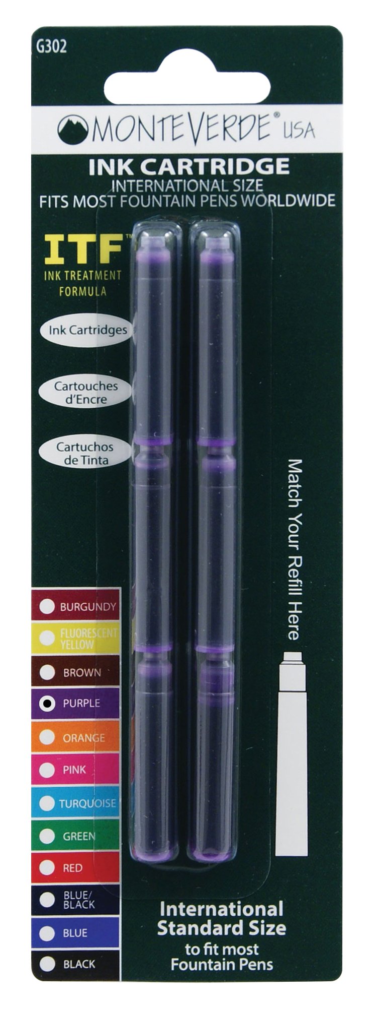 Purple Fountain Pen Cartridges, Pack of 6