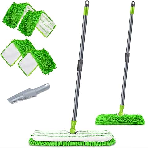 Double-Sided Microfiber Floor Mop with Washable Pads