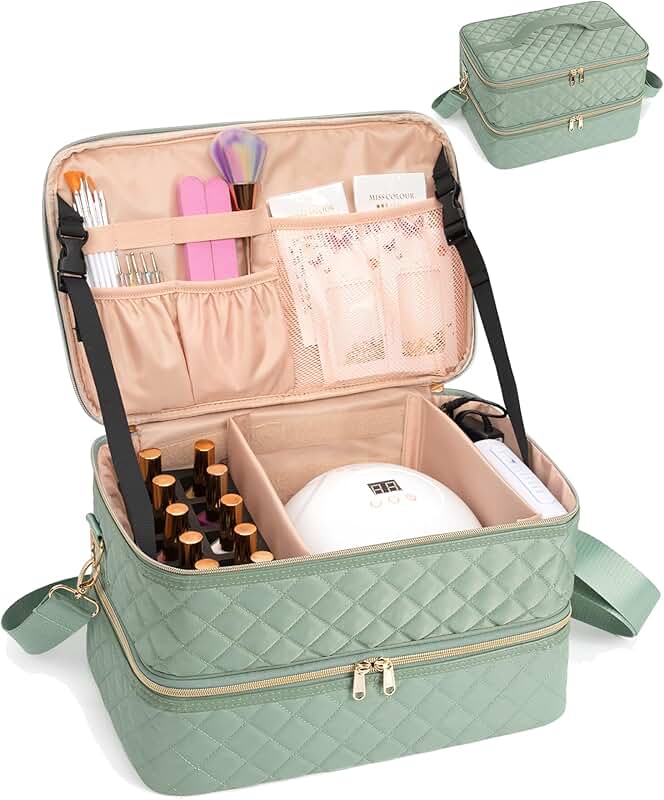 Green double-layer nail polish and lamp storage bag
