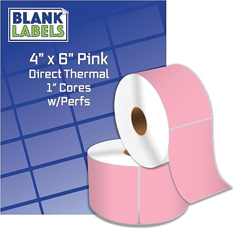 Pink 4x6 Thermal Shipping Labels, 500 Blank Sheets