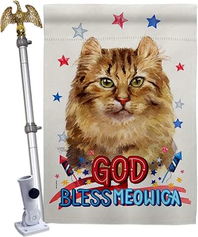 Patriotic American Curl House Flag with Eagle and Cat Design
