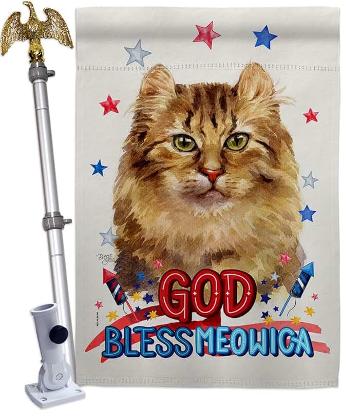 Patriotic American Curl House Flag with Eagle and Cat Design