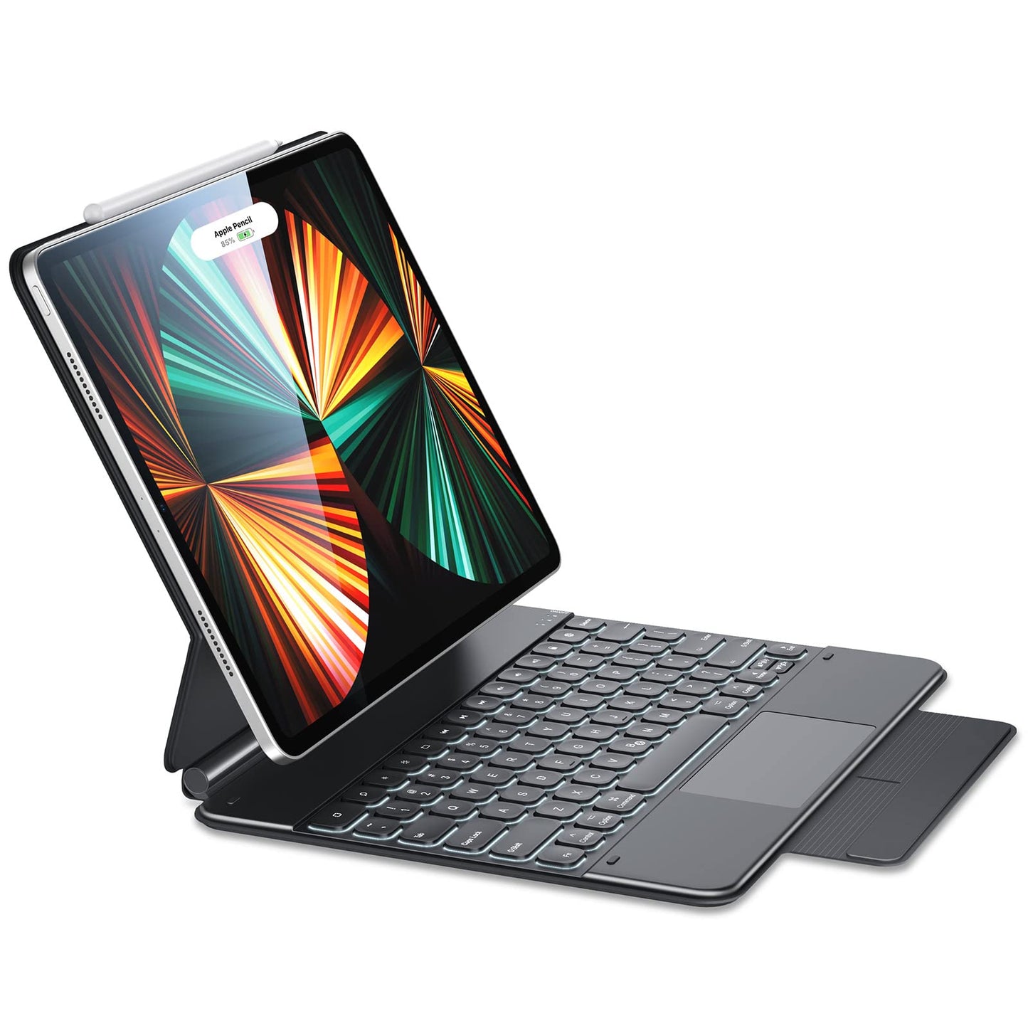 Rebound Magnetic Keyboard Case, iPad Case with Keyboard Compatible with iPad Pro 12.9, Easy-Set Floating Cantilever Stand, Precision Multi-Touch Trackpad, Multi-Color Backlit Keys, Black