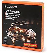 16ft Rechargeable Fairy Lights with Remote and Timer