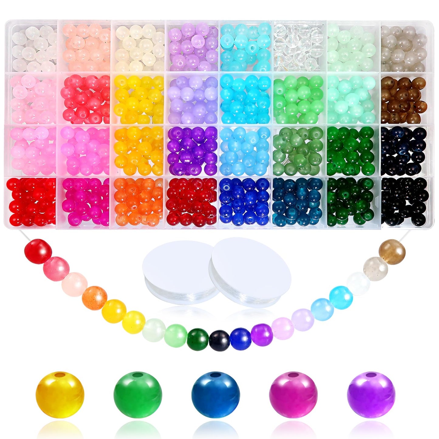 32-Color 6mm Crystal Beads for Jewelry Making