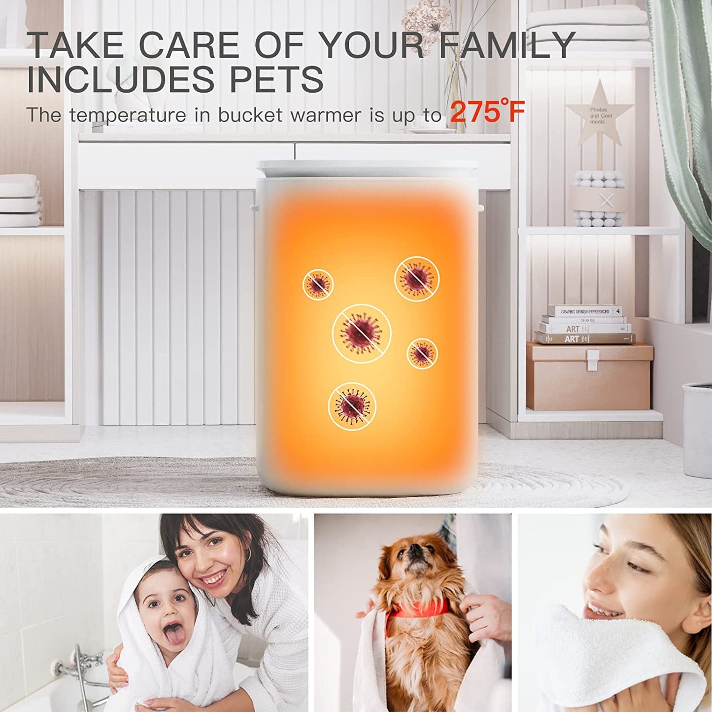 Upgraded Towel Warmer Bucket, Hot Towel Warmers with Auto Keep Warm Feature, Heat Timer 20/40/60 Min Adjustable and Up to 24 Hour Delay Timer, Large Towel Warmer for Oversize Towels Bathrobes Blankets
