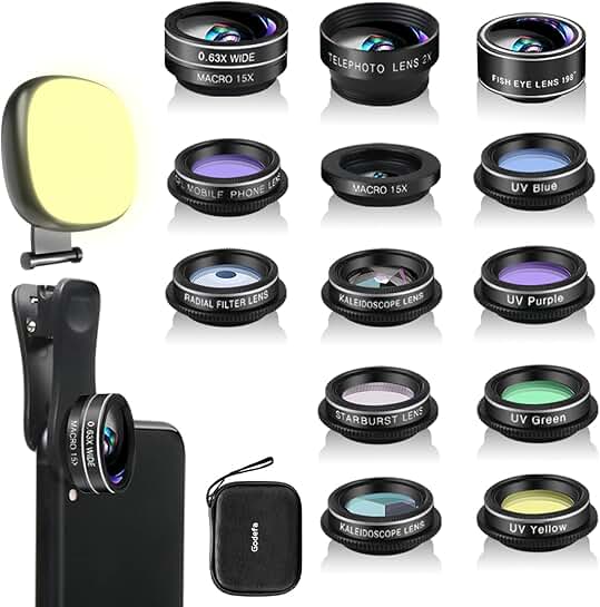 14-in-1 Phone Camera Lens Kit with Selfie Light