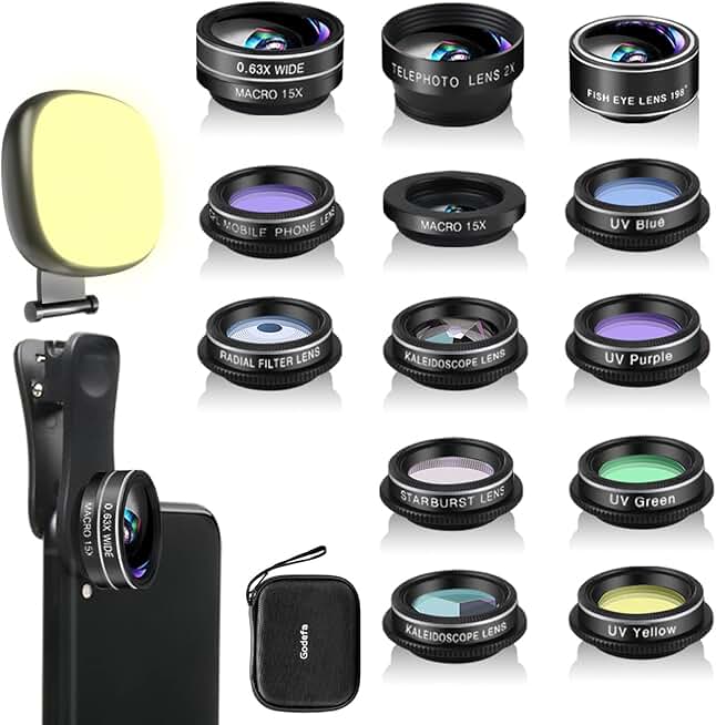 14-in-1 Phone Camera Lens Kit with Selfie Light