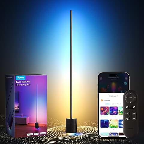 RGBICWW LED Floor Lamp with Bluetooth Speaker and White Noise