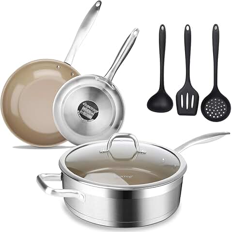 7-Piece Stainless Steel Nonstick Frying Pan Set