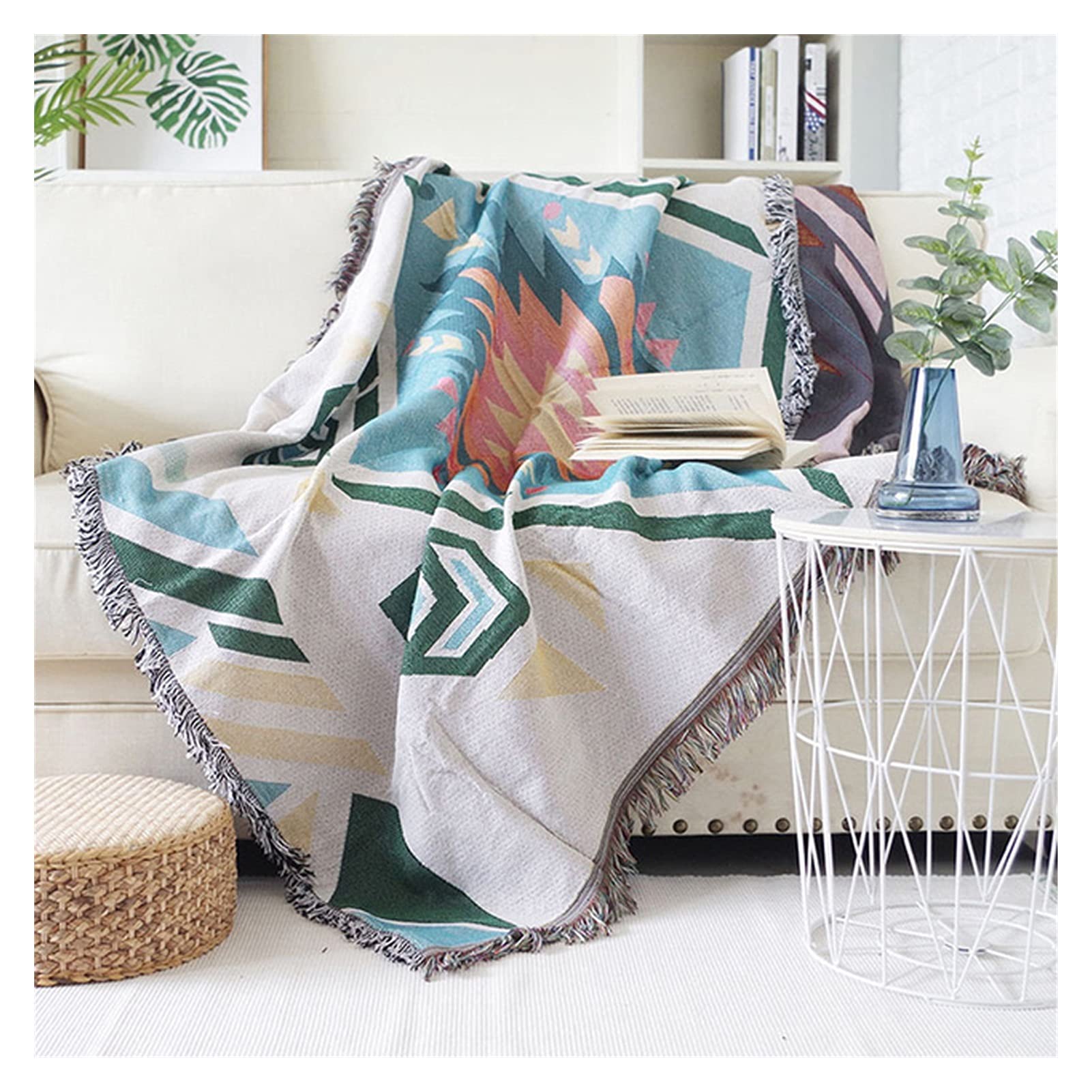 Geometry Tel Sofa Cover Home Blanket Washable Sofa Towel Retro Throw Bkankets for Adult Color  B, Size  160x220cm)