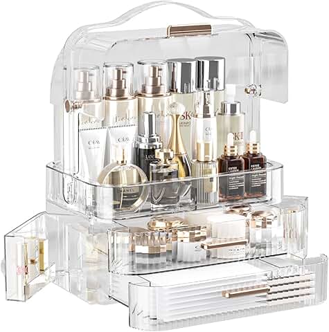 Large Clear Makeup Organizer with Handle