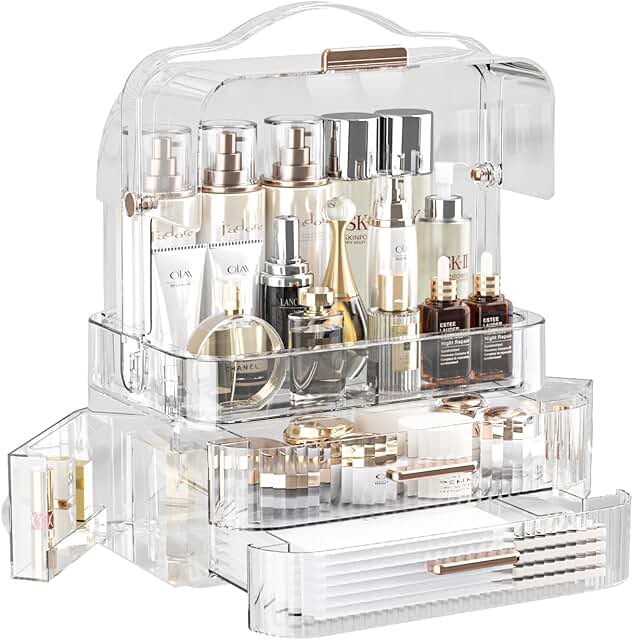 Large Clear Makeup Organizer with Handle